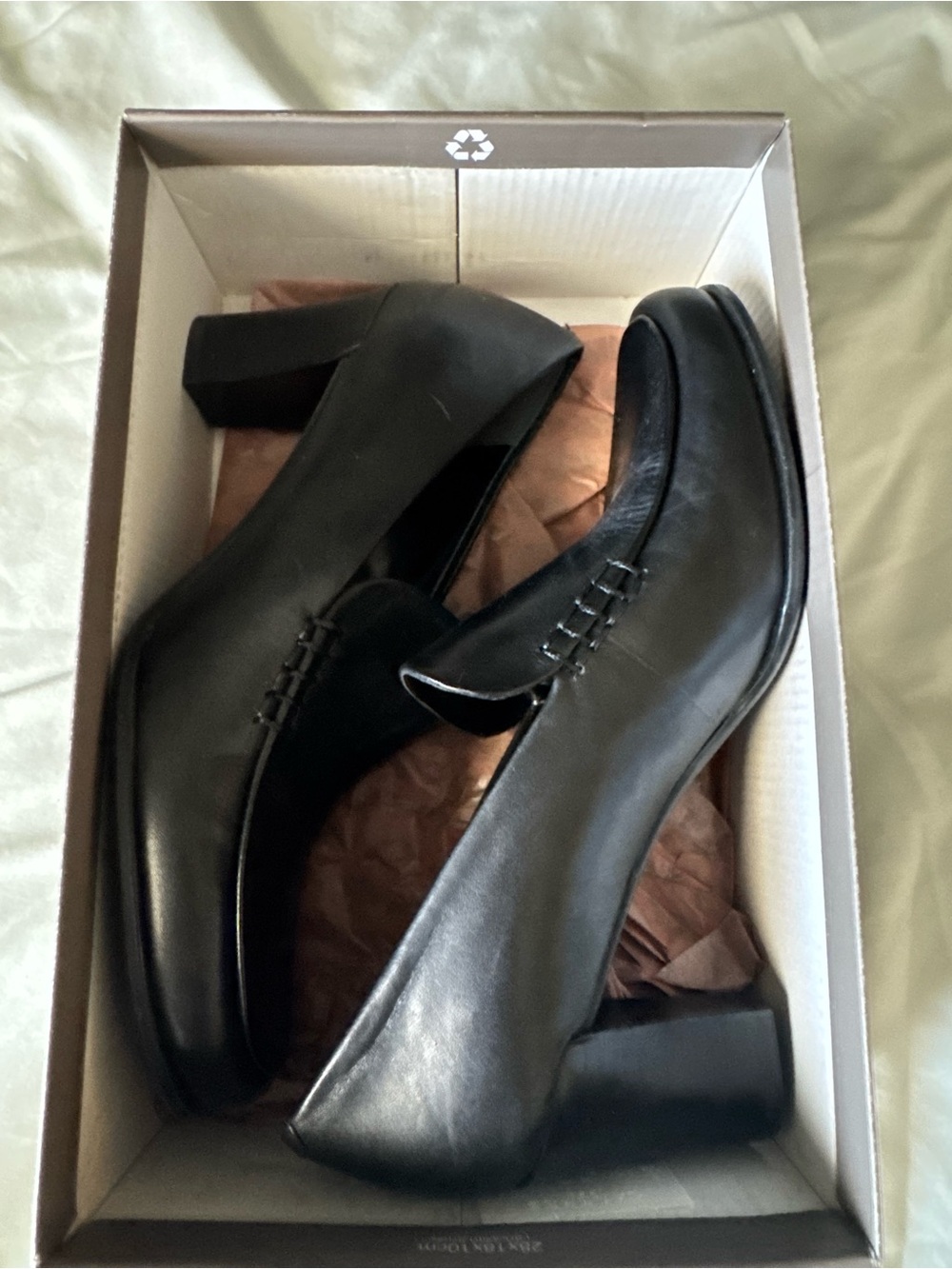 Franco Sarto Leather Women’s Slip-On Heeled Loafers - Picture 3 of 5